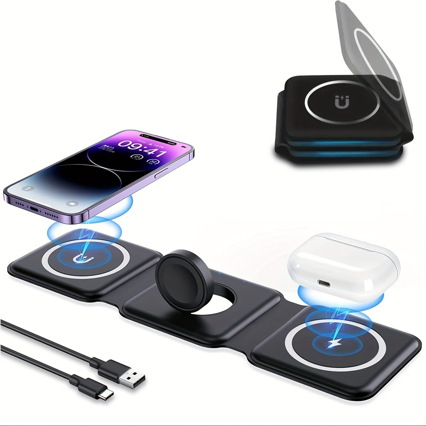 3 in 1 Wireless Magnetic Foldable Charger