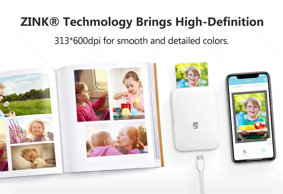 Pocket-Sized Wireless Photo Printer – Instant 2x3” Colour Prints Anywhere