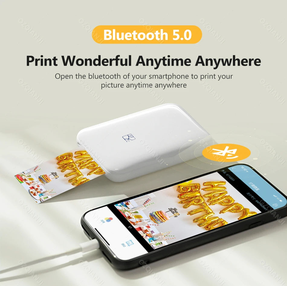 Pocket-Sized Wireless Photo Printer – Instant 2x3” Colour Prints Anywhere