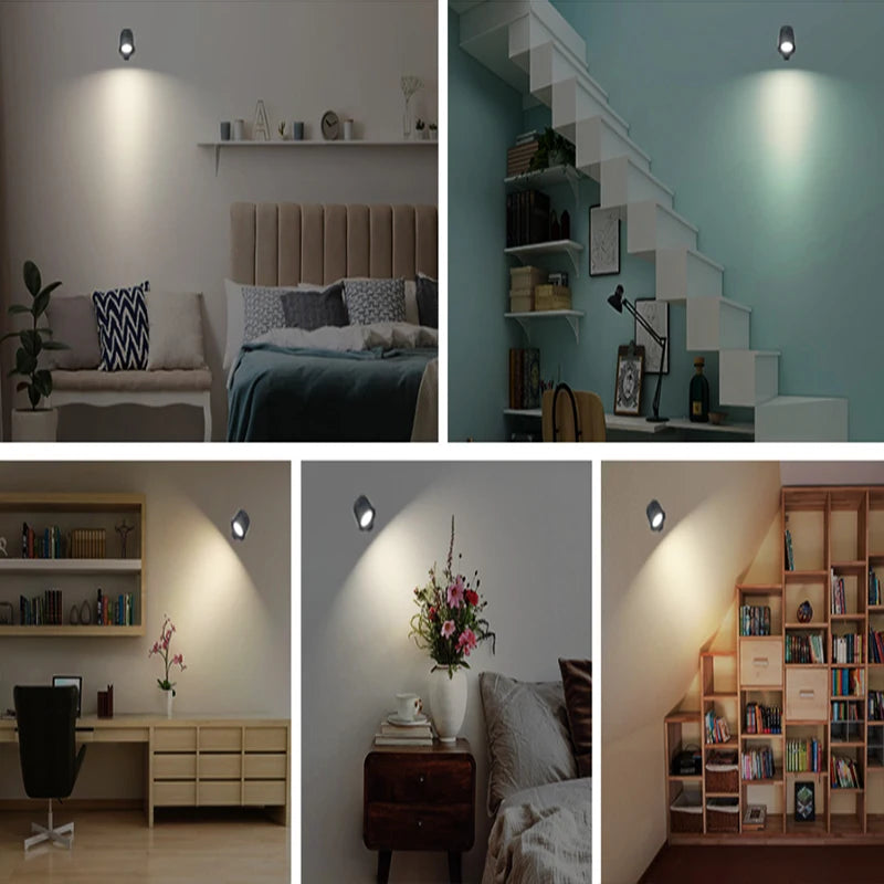 360° LED Dual Head Wall Lamp – Touch Control, USB Rechargeable & Portable