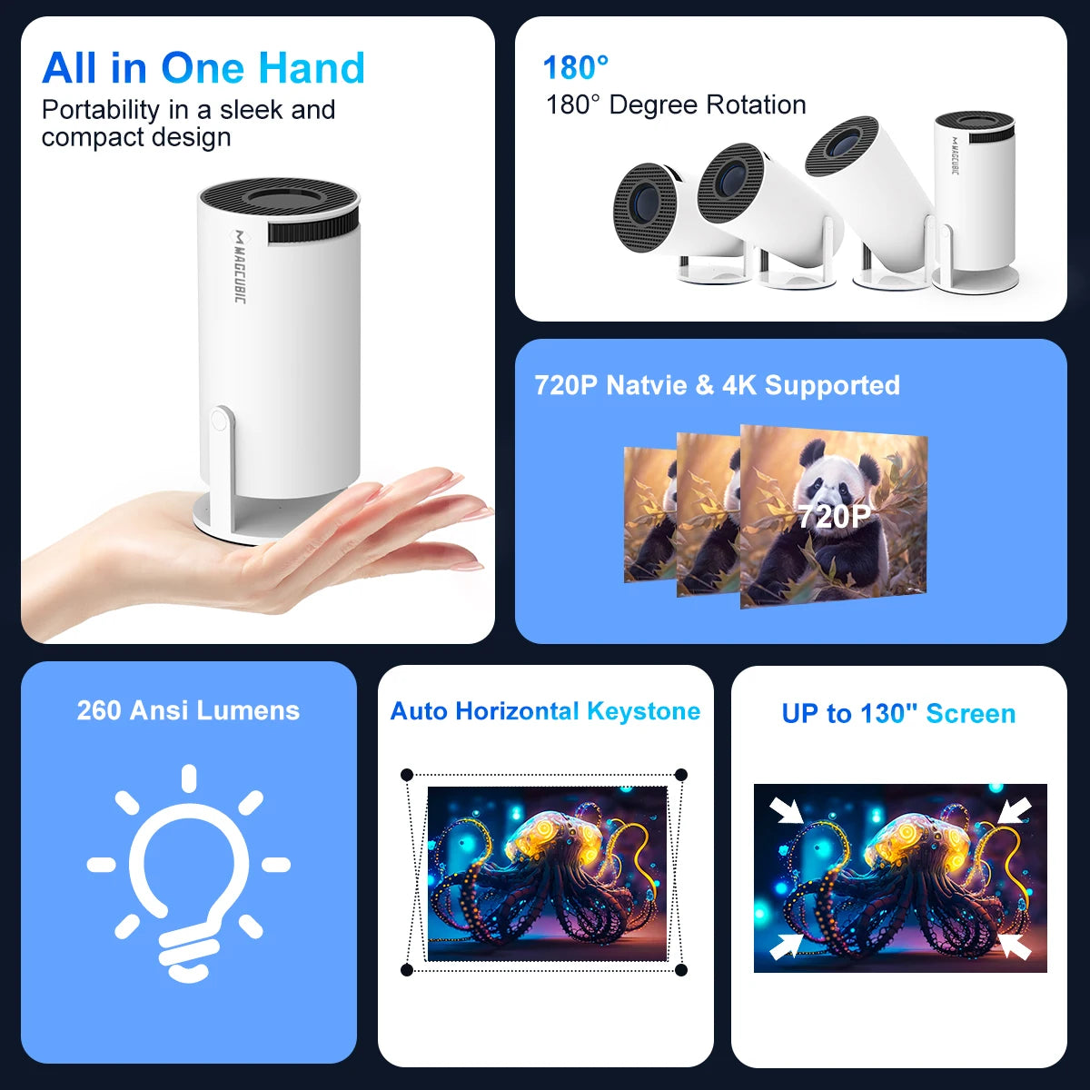 4K Smart Projector Pro – Portable 180° HD Cinema with Dual WiFi & Bluetooth 5.0