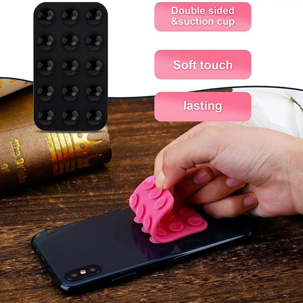 Dual-Sided Anti-Slip Phone Holder – 15 Silicone Suction Cups for Secure Hold