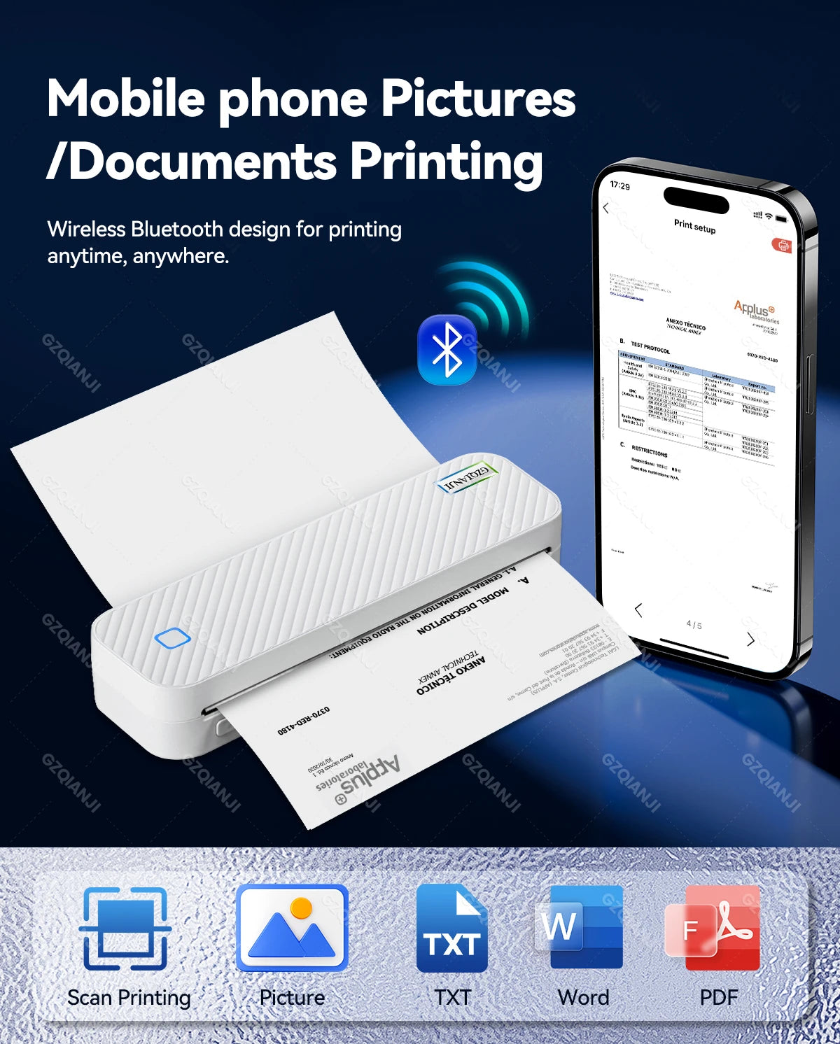 Inkless A4 Portable Bluetooth Printer – Instant Document Printing Anywhere