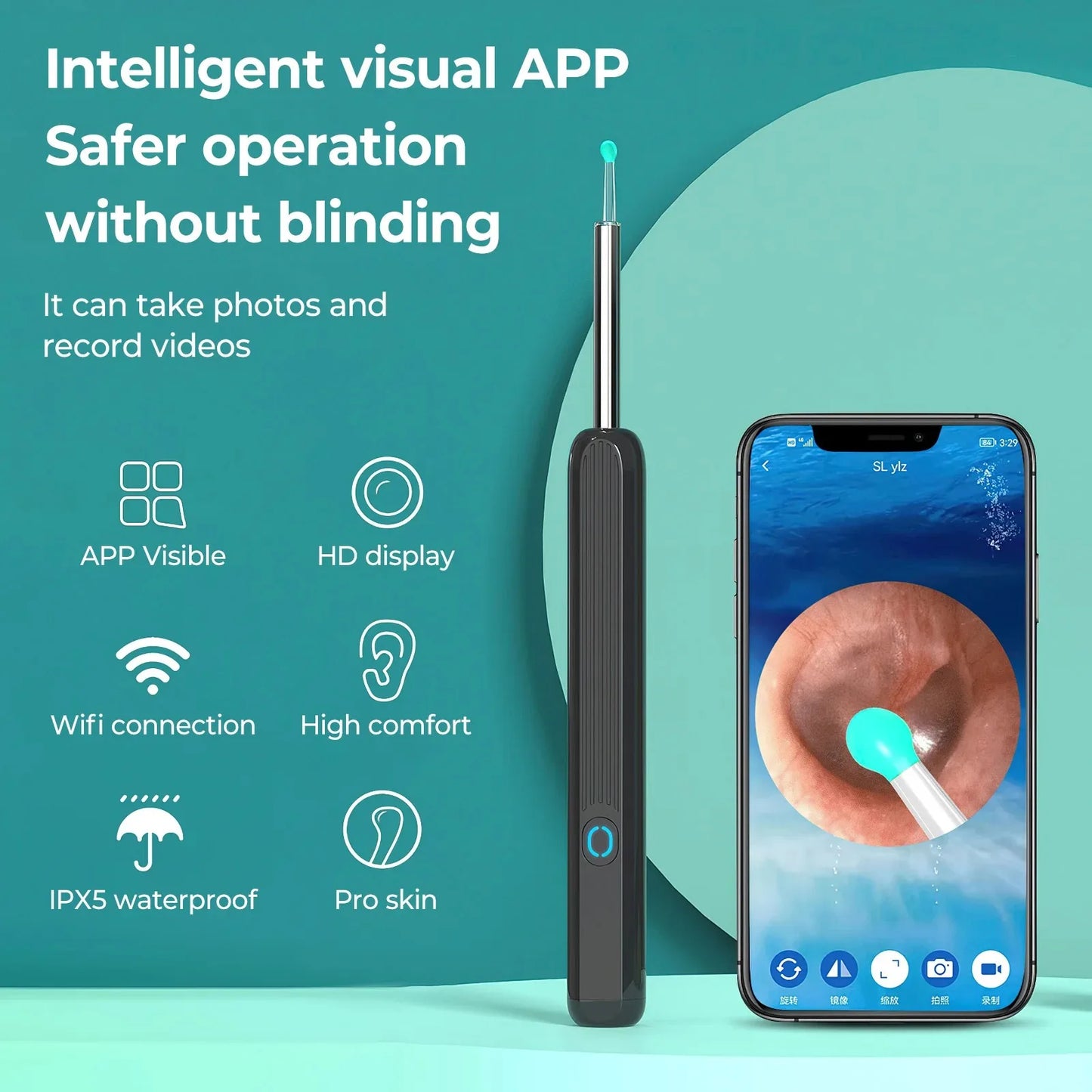 Smart 1080P Wireless Ear Cleaner – HD Visual Wax Removal for iOS & Android