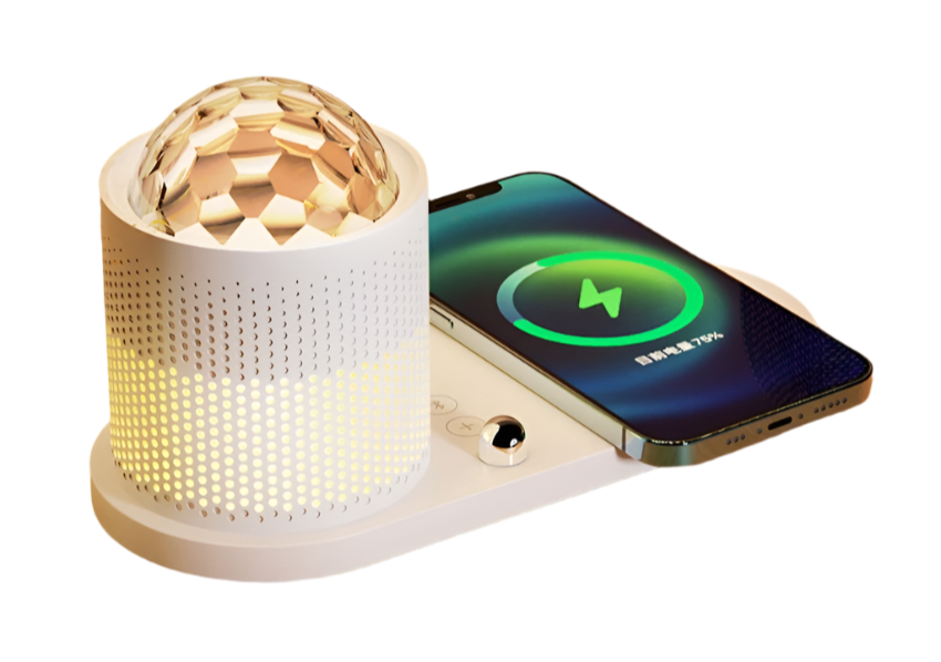 Celestial Bluetooth Speaker & Wireless Charger with Starry Night Lamp